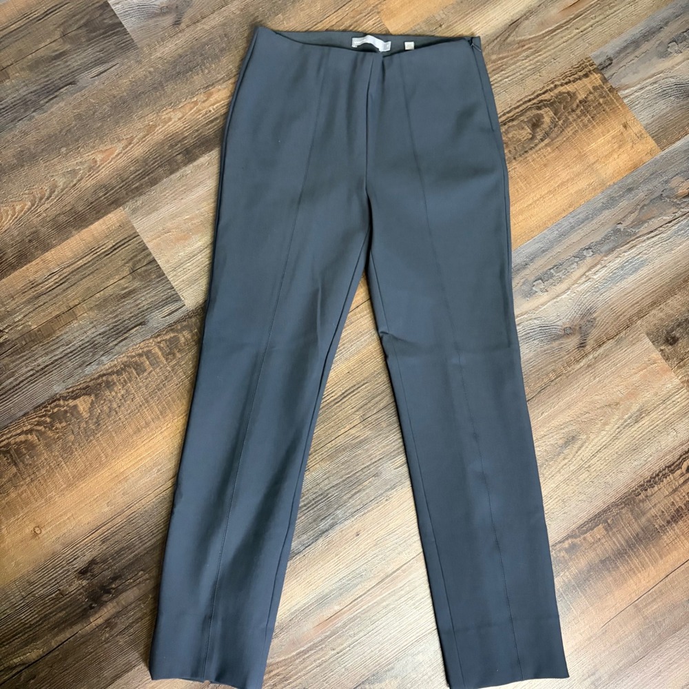 Vince Women XS Gray Pintuck Slim Fit Trousers Side Zip Split Hem Casual Career